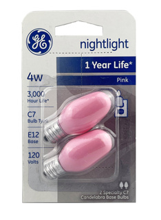 4W/120V Night Light Bulbs - Pink [4C7/PK]