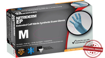 NitriDerm EP Nitrile Exam Gloves, Extended Cuff 100/bx [IHC 182]